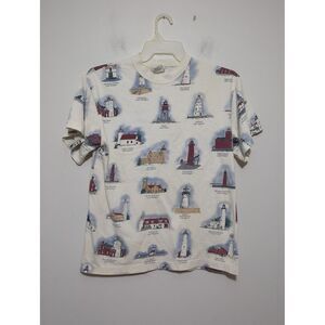 Art Unlimited Sportswear USA Made Graphic All Over Light House Print Size Medium